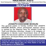Navy Declares Joseph Edesemi Bosun Wanted Over Crude Oil Theft, Extortion
